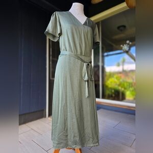Banana Republic Sage Green Wrap Midi Dress